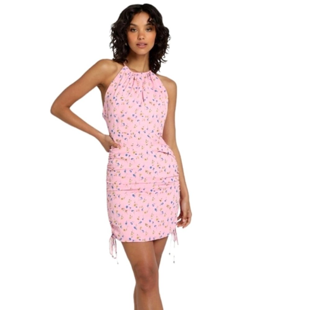 NWT Showpo floral dress Sze 12 pink w" rouching cocktail casual party